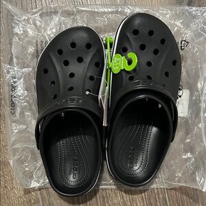 CROCS Kids Classic Clog in Black with White Trim